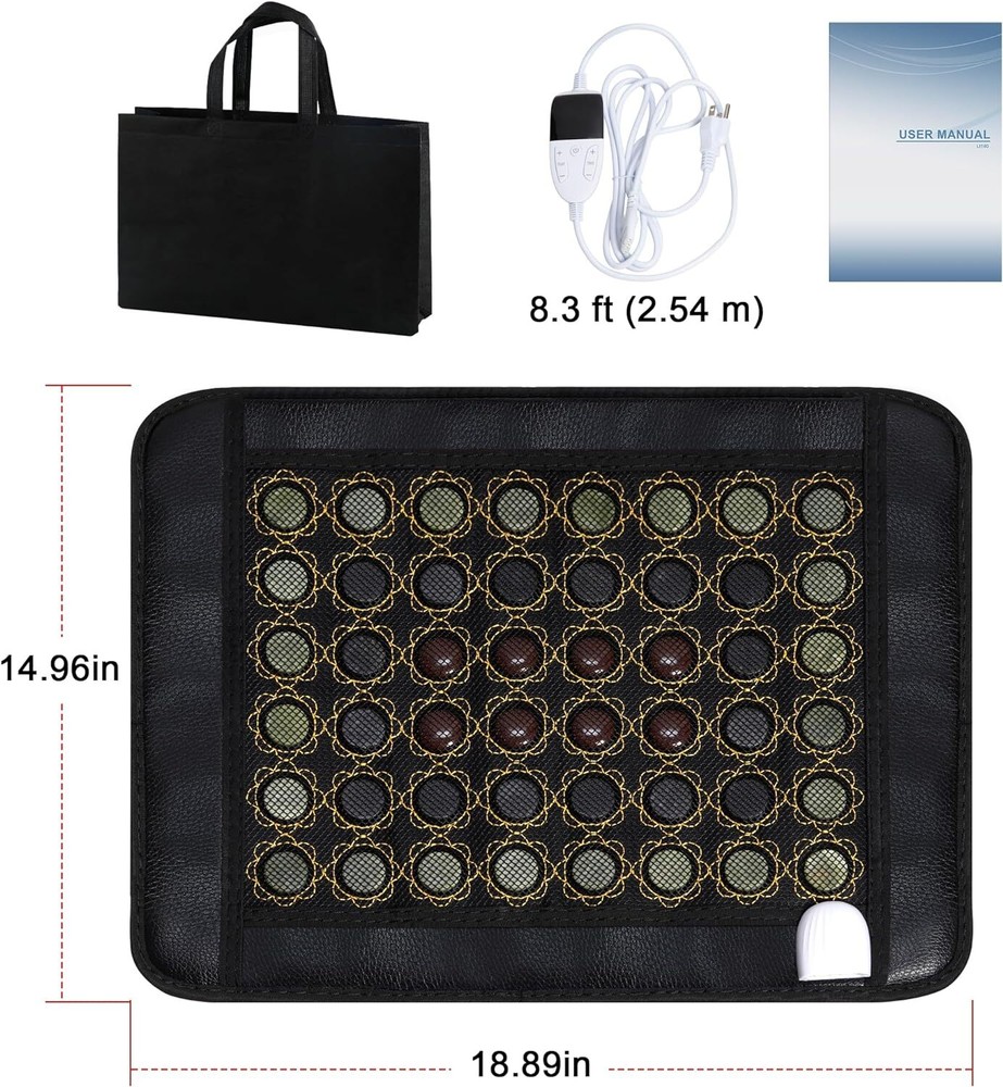 Natural Jade Infrared Heating Pad w/Smart Controller Memory Function 15" x 19"
