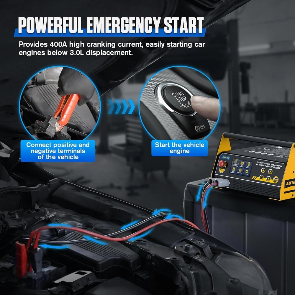 AUTOOL Flash Programming Power Supply Car Battery Charger Jump Starter Booster