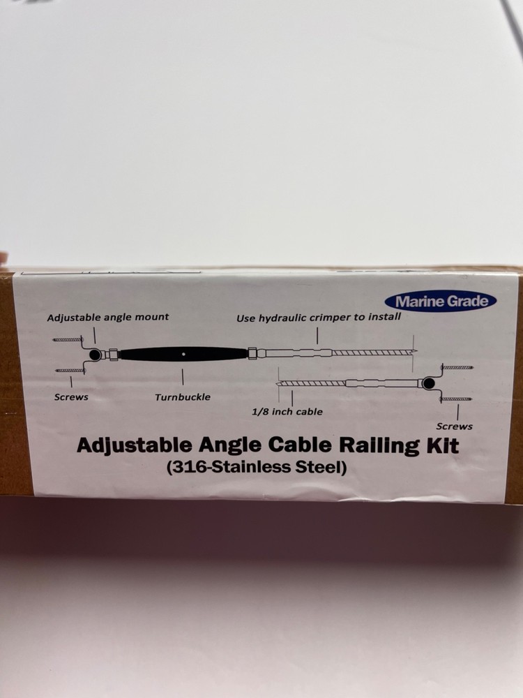 DECK MAN T316 30 PACK FIT 1/8" (OD) SS CABLE ANGLE CABLE RAILING KIT