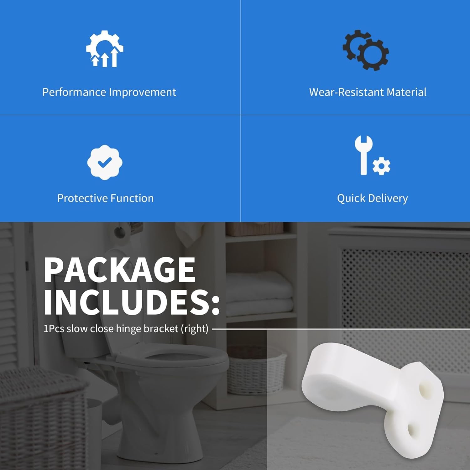 White Slow Close Hinge Bracket Replacement For Bemis Nextstep Toilet Seat(1Pc)