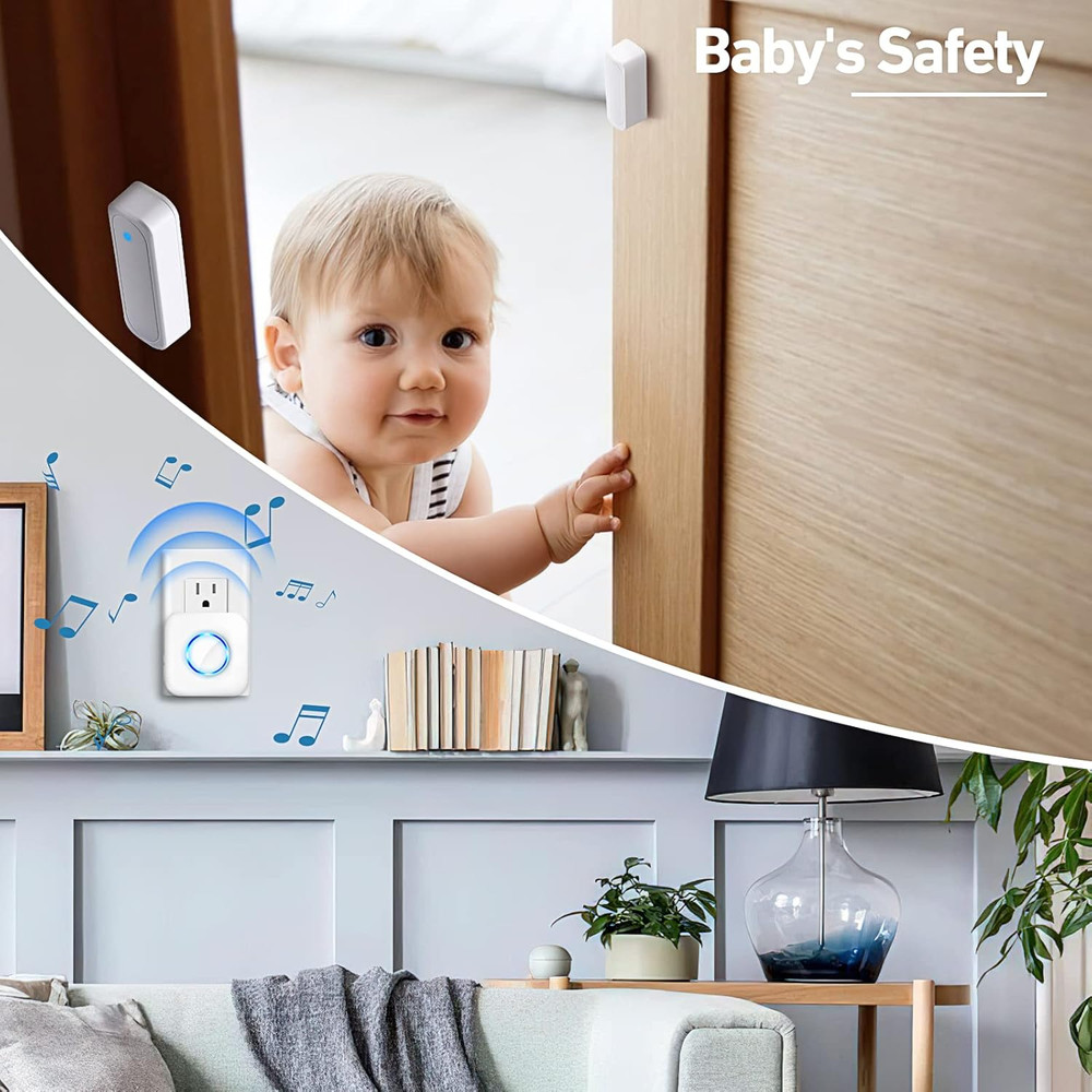 Wireless Door Chime Alarm with 600 FT Range - Easy Install Contact Sensor