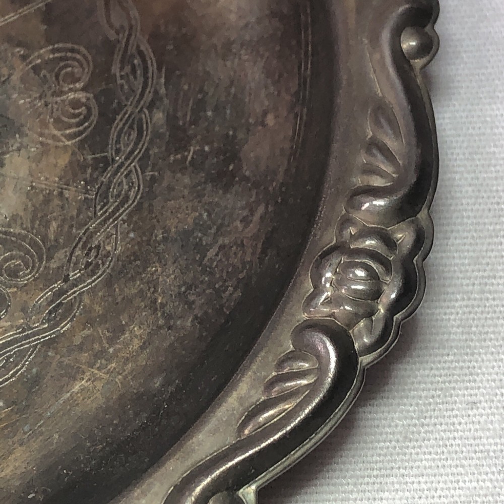 Vintage Silver Plated Trinket Dish Nut Candy Dish 4.25" Diameter Decorative Etch