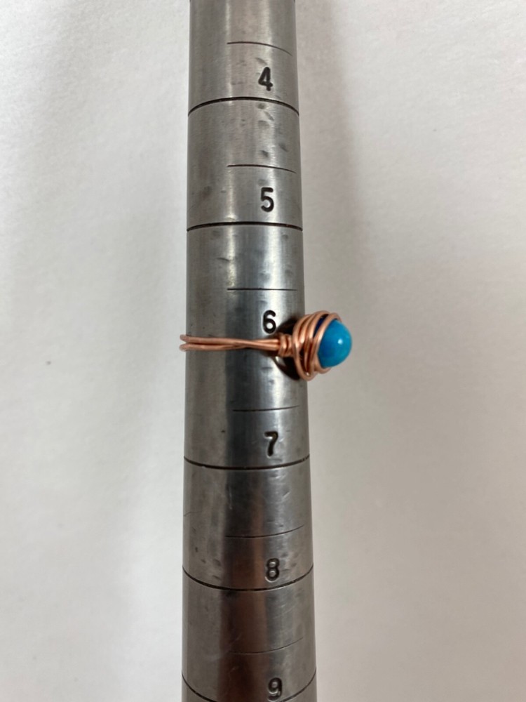 Handmade ~ Copper Wire Wrap ~ Turquoise Ring Size 6 #72