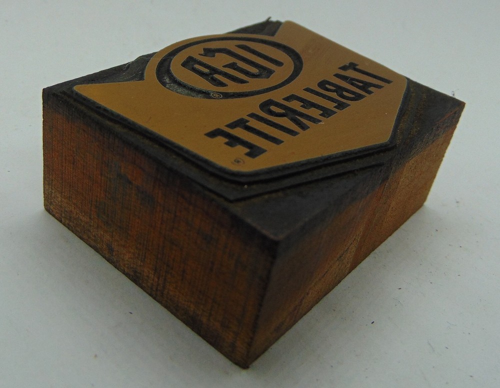 Vintage Printing Letterpress Printers Block IGA Table Rite