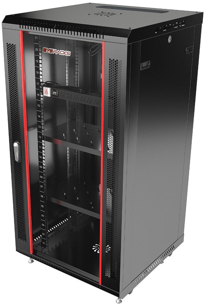 Server Rack 22U Enclosed 24-Inch Deep Cabinet Locking Networking Data Enclosure