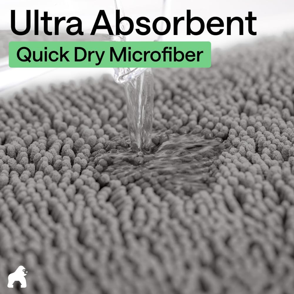 GORILLA GRIP Bath Rug Mat, Thick Soft Absorbent Chenille, Quick Dry Microfiber M