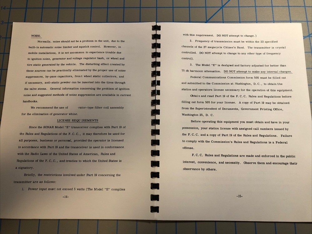 Sonar Model E CB Radio Owner's Manual