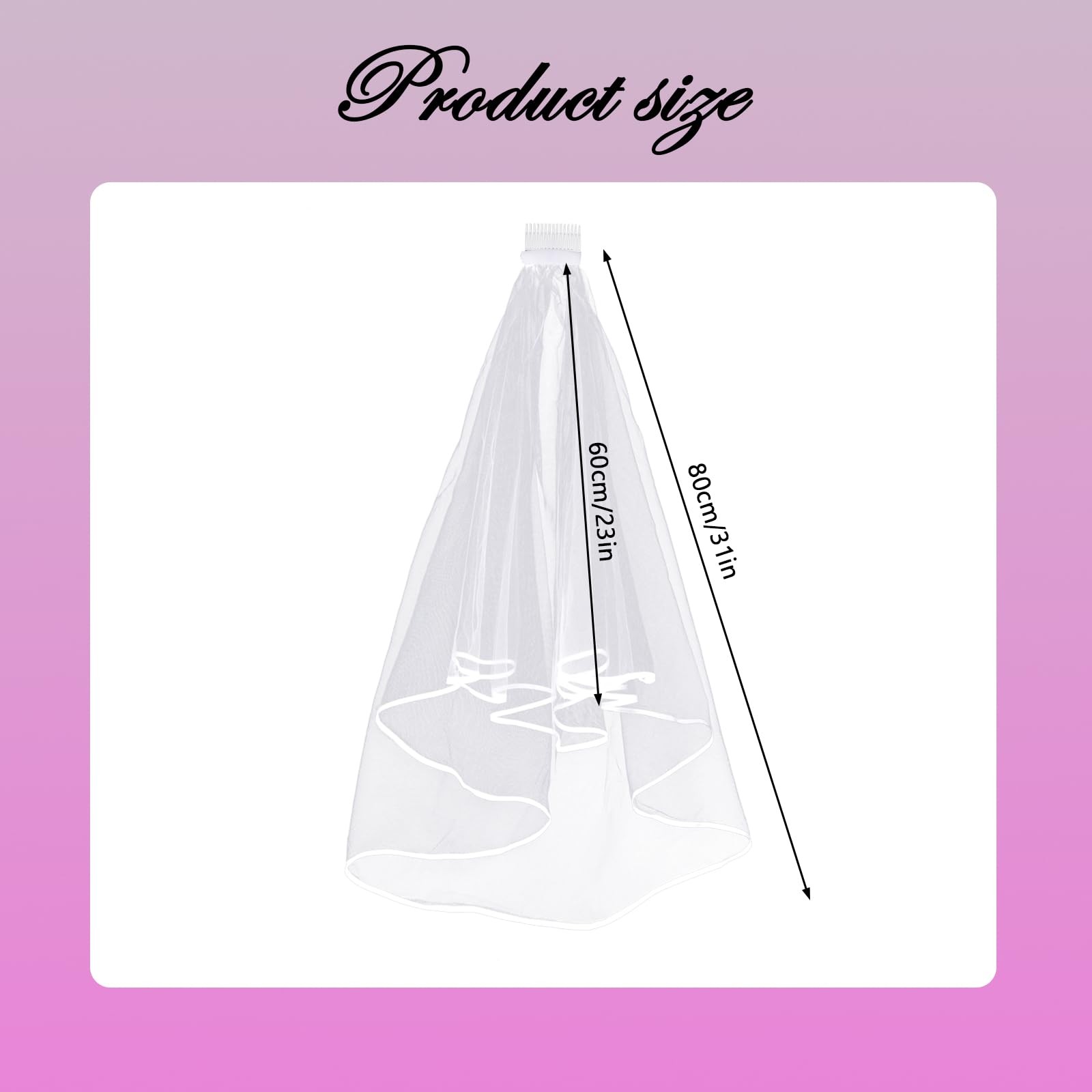 Short Wedding Bridal Veil with Comb, 2 Tier Tulle Bride Veil Elbow Length Wed...