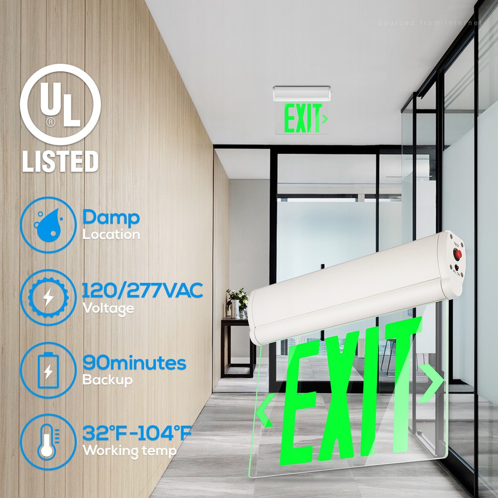 2-Pack LED Edge Lit Exit Sign, with Rotating Clear Panel, Single Acrylic Face