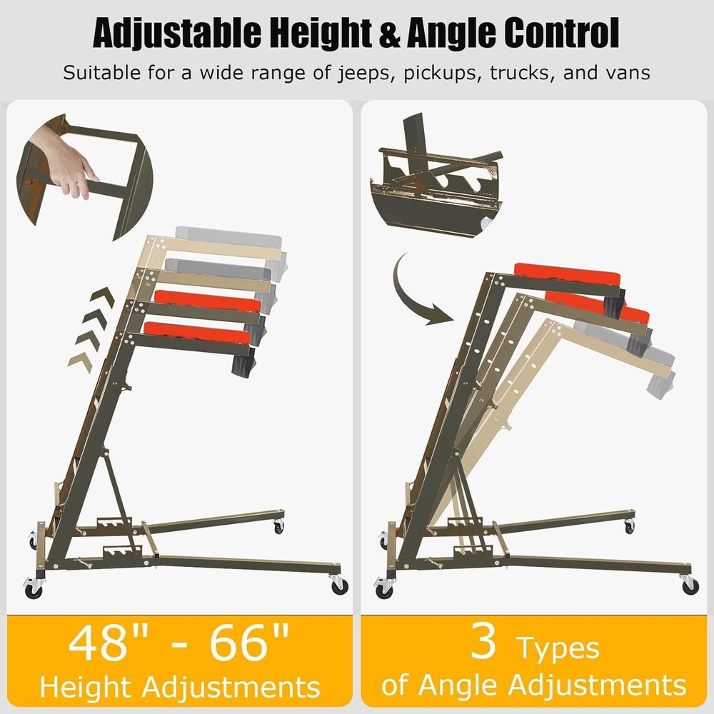 ⭐Adjustable Automotive Topside Creeper 400LBS Adjustable 48 - 66" Engine Creeper