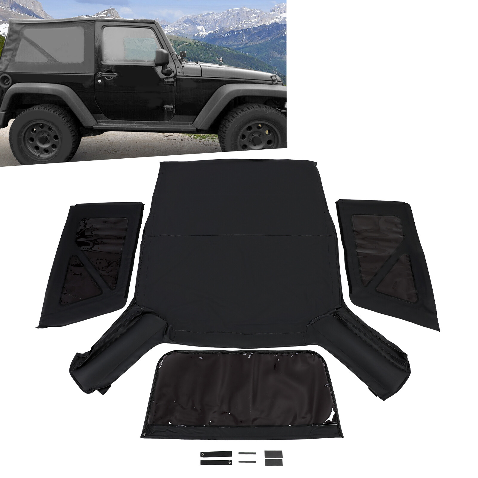 For Jeep Wrangler 2 door models 2007-2018 Replacement Tinted Windows & Soft Top