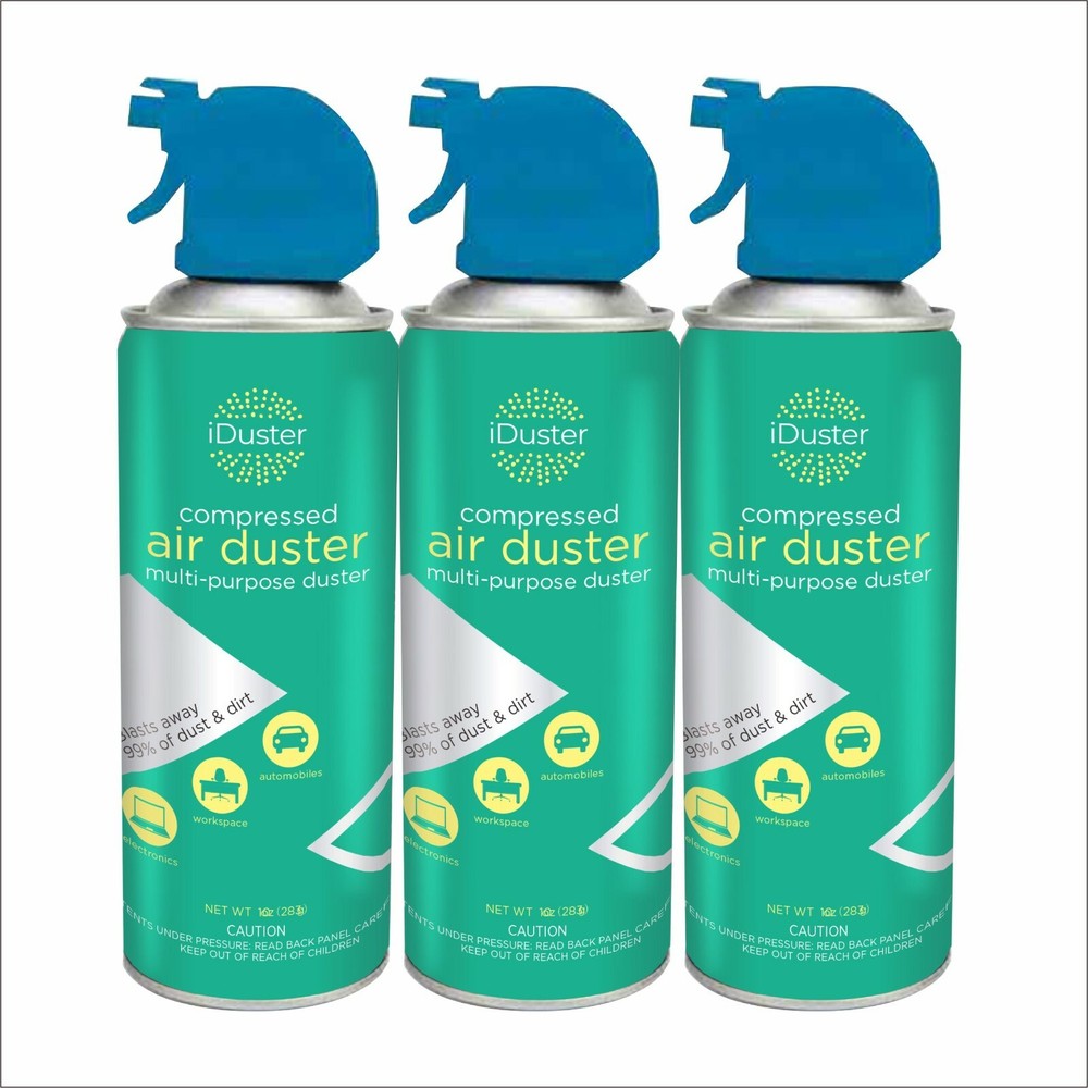 i-Duster Compressed Gas Duster CPU keybaord cleaner 3 pks