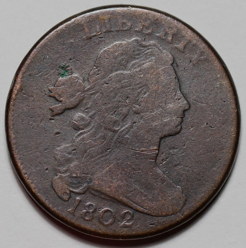 1802 Draped Bust Large Cent - With Stems - US 1c Copper Coin