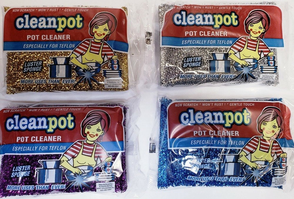 Cleanpot Pot Cleaner Non-Scratch Teflon Scrubber Luster Sponge (Package May Vary