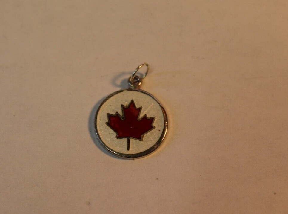 Sterling Silver Enamel Maple Leaf  Charm