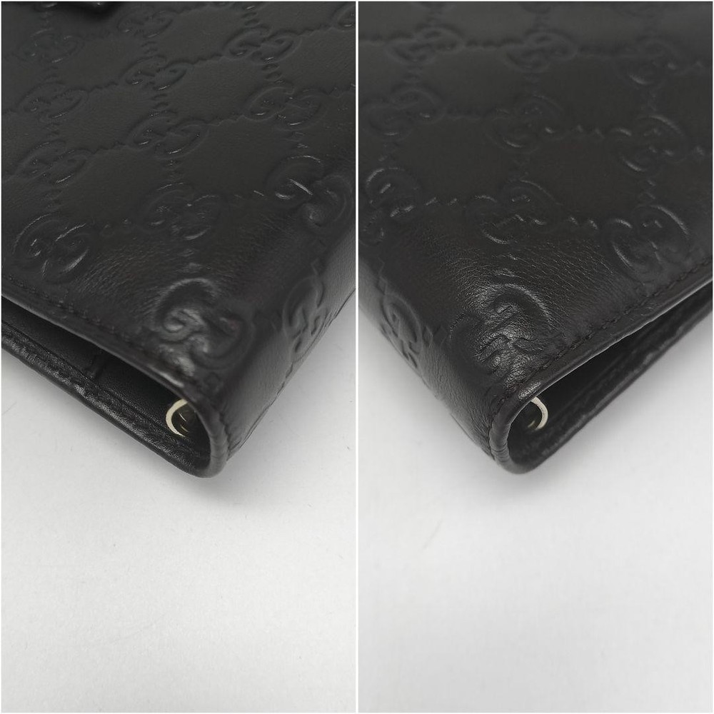 GUCCI GG Pattern Notebook Cover Leather Dark Brown x Silver Hardware Authentic