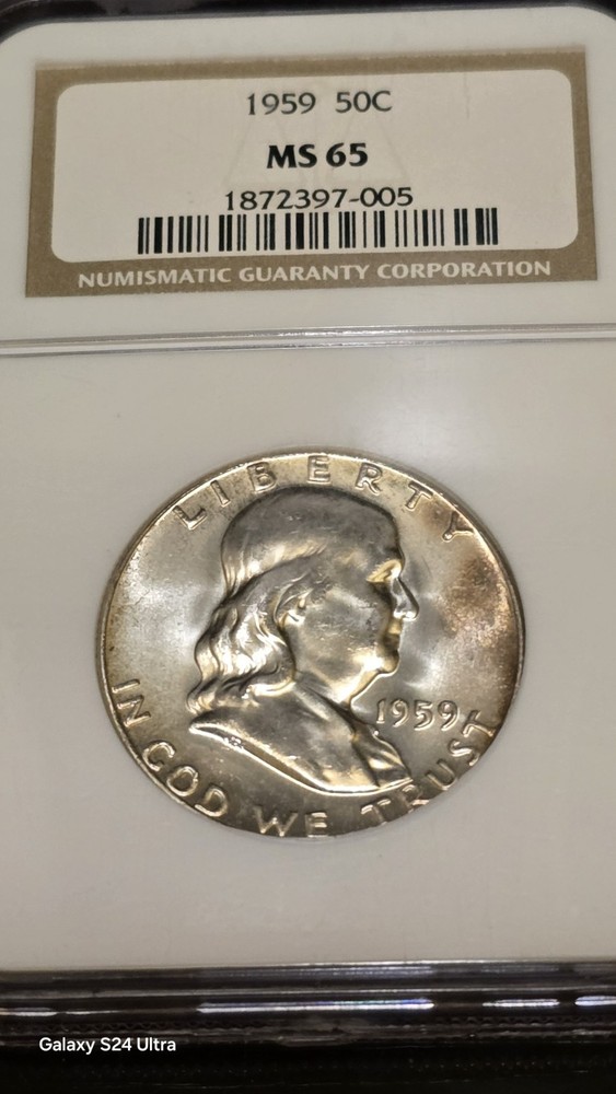 1959 Franklin Half Dollar NG MS65
