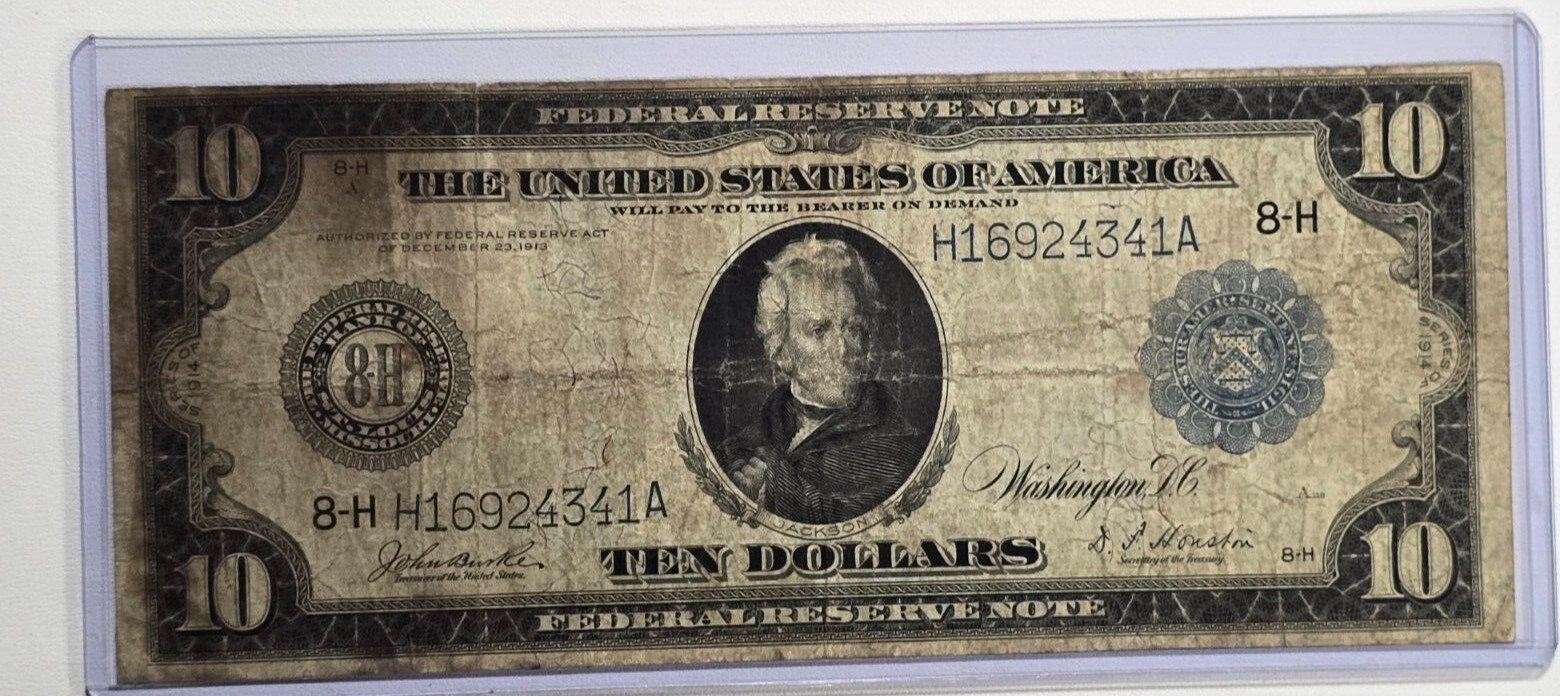 1913 $10 MISSOURI US Federal Reserve Note Large Note Blue Seal (2376)