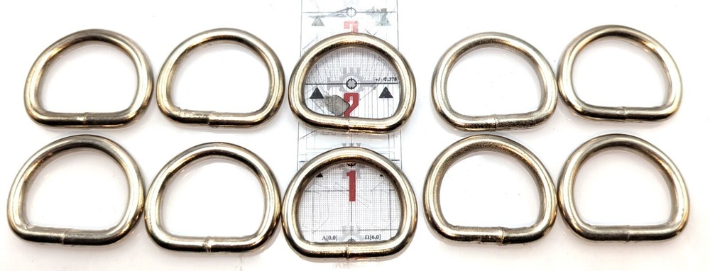 1" Blue Hawk Nickel Plated D-Ring x10