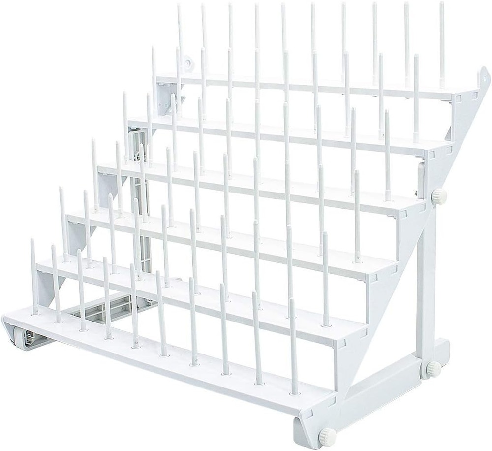 Thread Rack for 60 Spools or 30 Cones, Wall Mounted Large Thread Holder with Lon