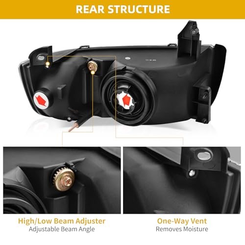 Headlight Assembly for 1994-2002 Dodge Ram Headlight Black Housing without Drl