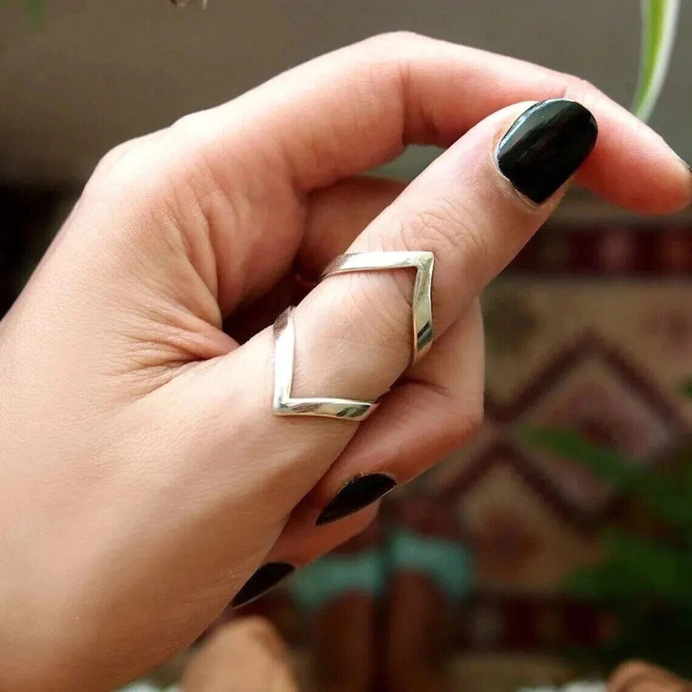 Chevron Ring Solid 925 Sterling Silver Band Statement Handmade Ring All Size