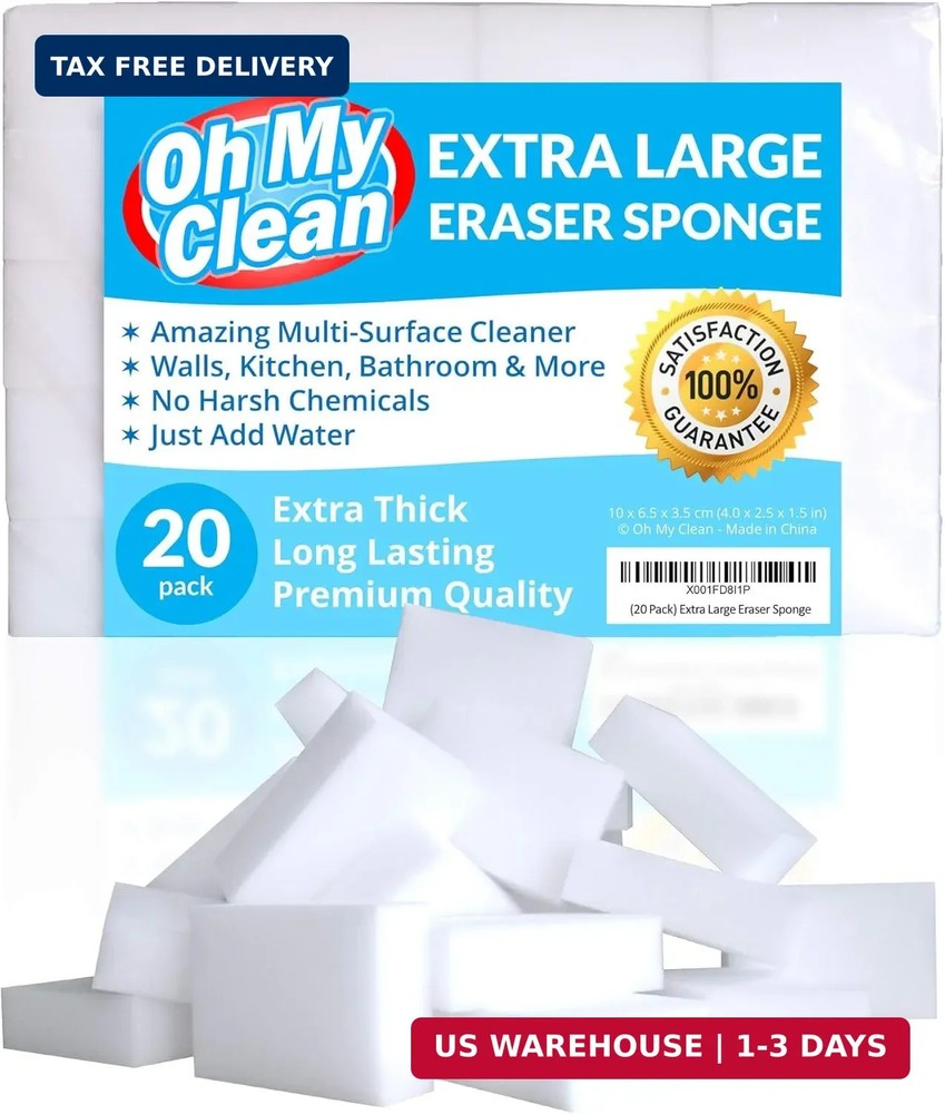 (20 Pack) Extra Large Eraser Sponge - Extra Thick, Long Lasting Magic Melamine C