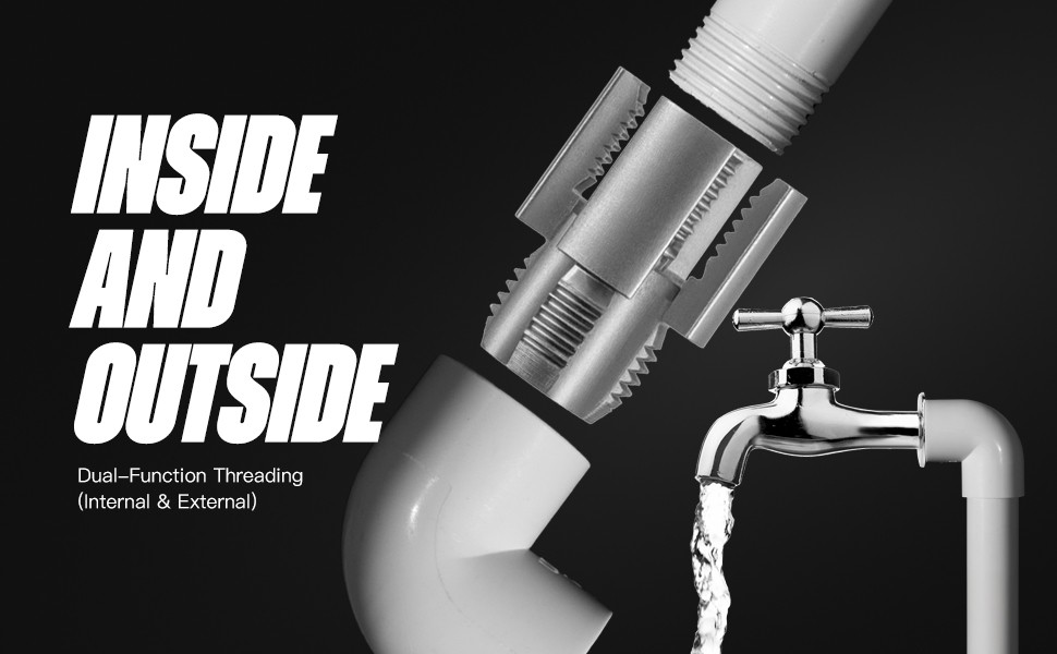 2PCS Pipe Thread Cutting Tool, Electric Drill Compatible Pvc Pipe Threader Kit~