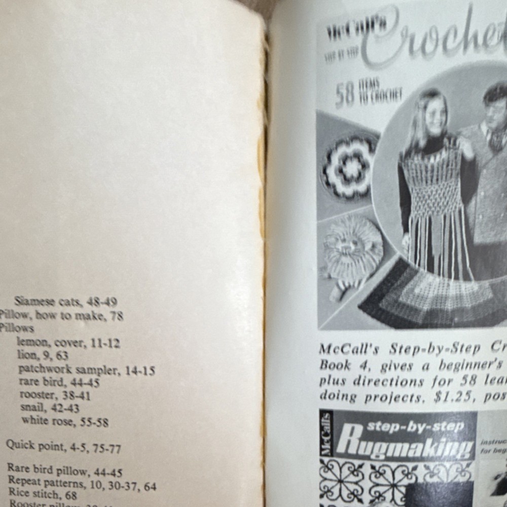 Vintage McCall’s Needlepoint Book Beginner Guide 31 Stitches Patterns 1970s