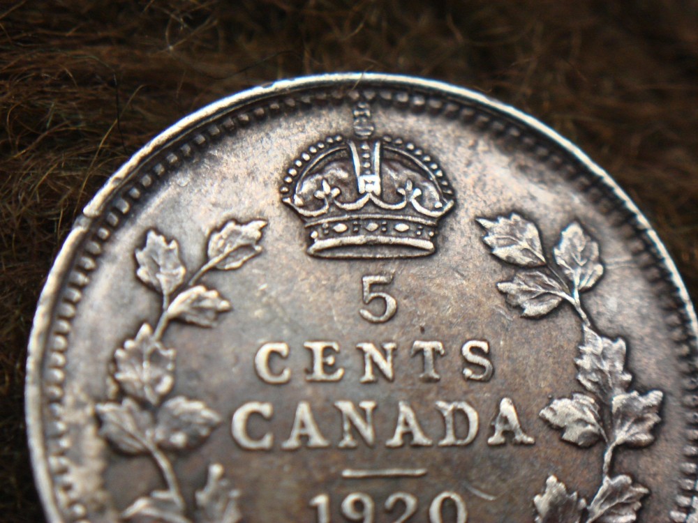 1920 - CANADA 5 CENT PC. - HIGH END KING GEORGE V SERIES SILVER