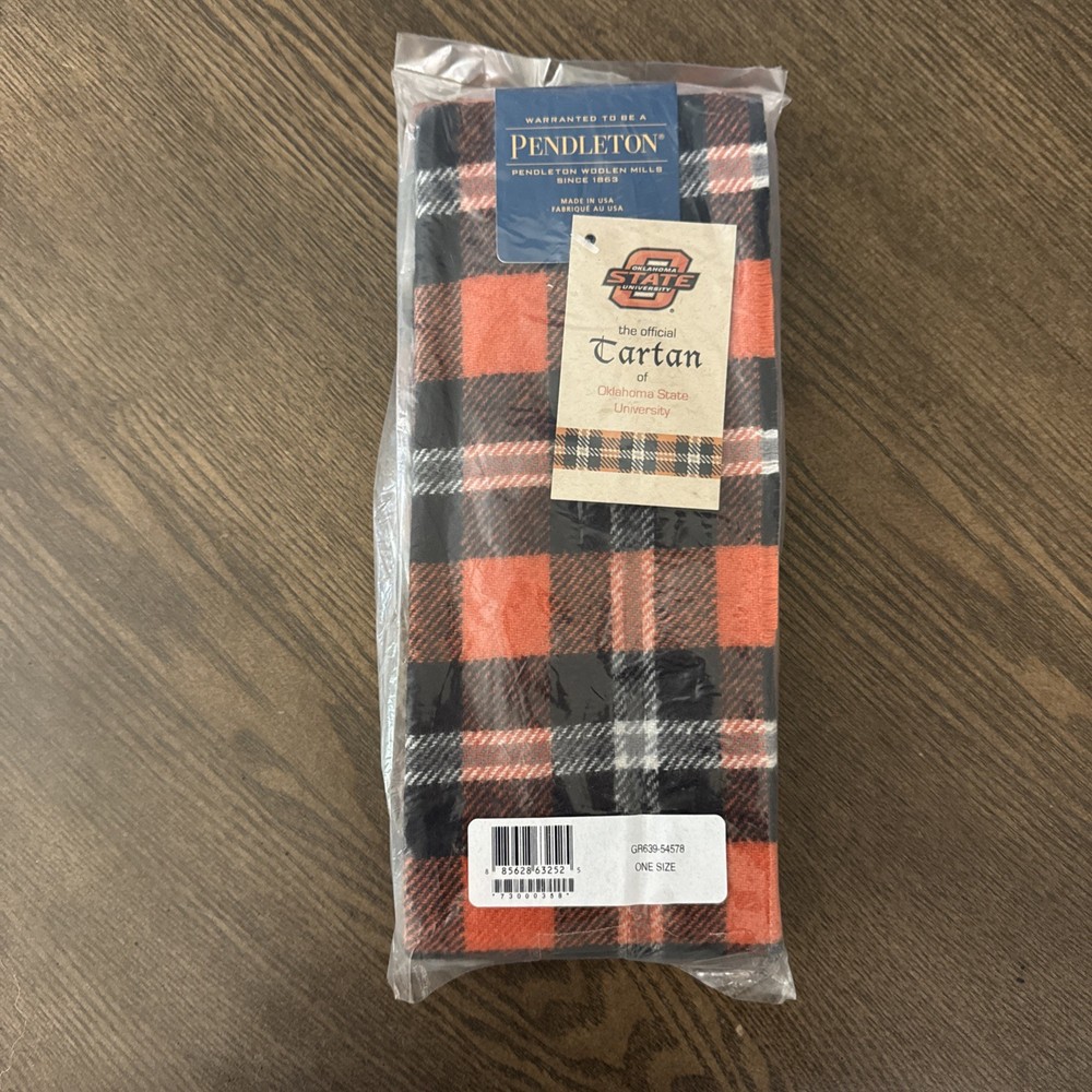 Oklahoma State University Tarten Plaid Pendleton Wool Scarfs