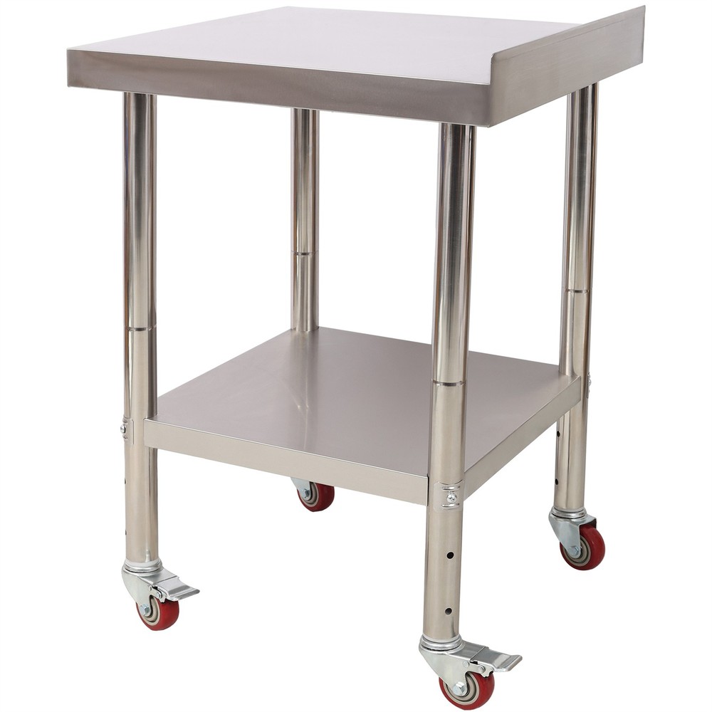 Stainless Steel Prep Table 440lbs Capacity Adjustable Undershelf & Casters