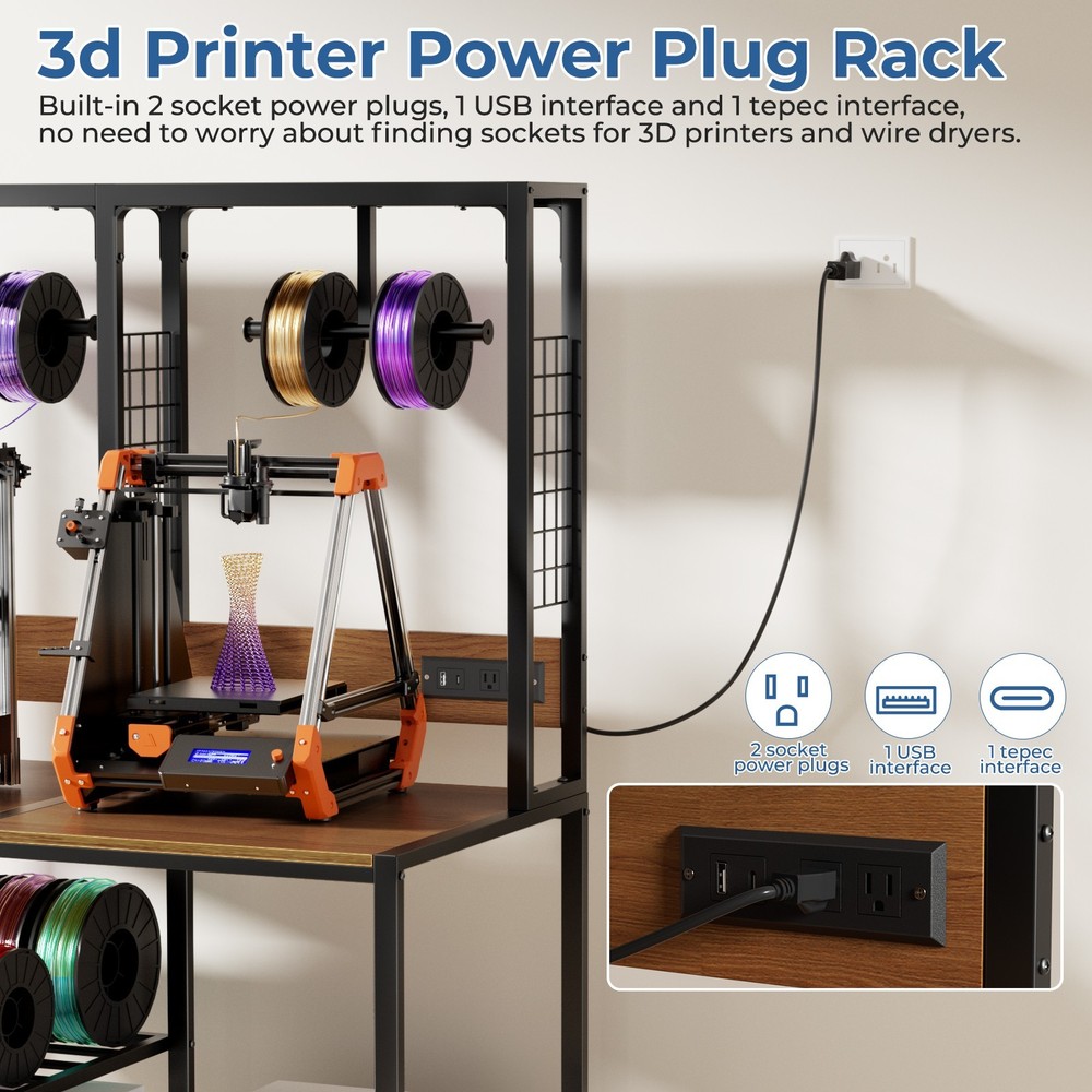 Heavy-Duty 3D Printer Stand with Filament Storage & Lockable Wheels