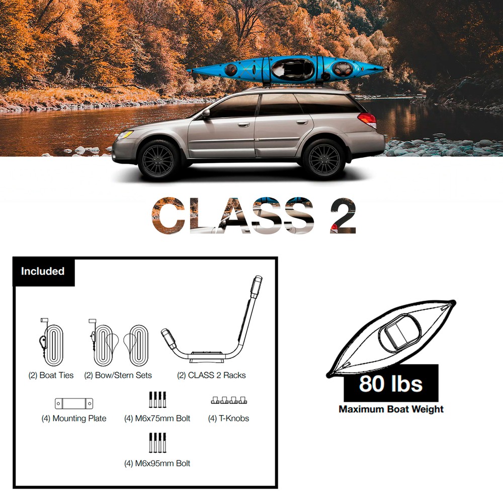 KUAT Class 2 Rooftop Kayak System (C2R1B)