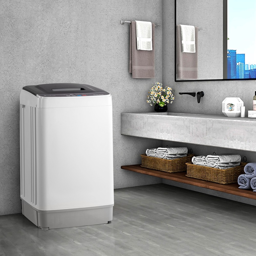 Smart Full Auto Washing Machine 17.6lbs 10 Programs Built-in Drain Pump