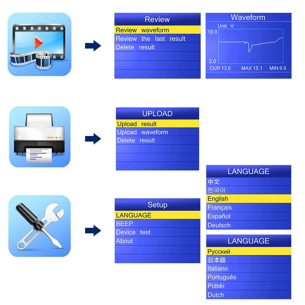 ANCEL BA301 Car Battery Tester Charging Test Load Test Analyzer Support Printer