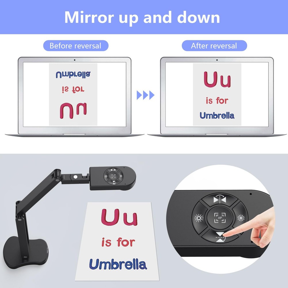 Thustar 8mp Document Camera & Webcam 4k With Dual Microphones Usb Visualiser A3s