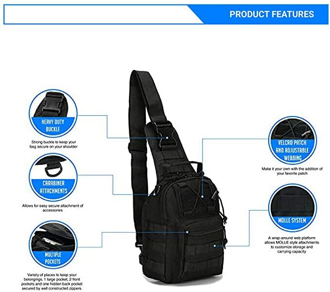 Rootless Tactical MOLLE Sling Daypack - Small Messenger Bag - Colors available