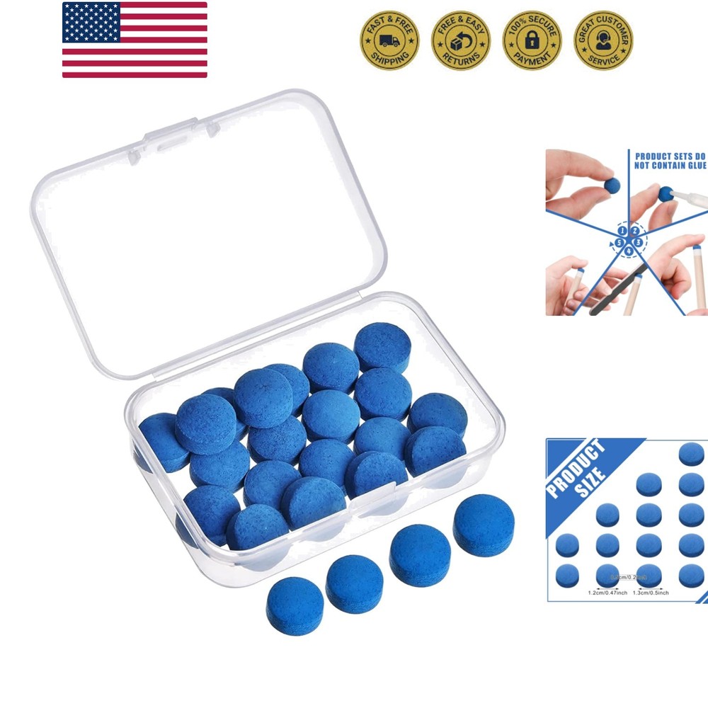 20 Pcs Billiard Pool Cue Tips Replacement Kit Pool Stick Tips with Storage Bo...