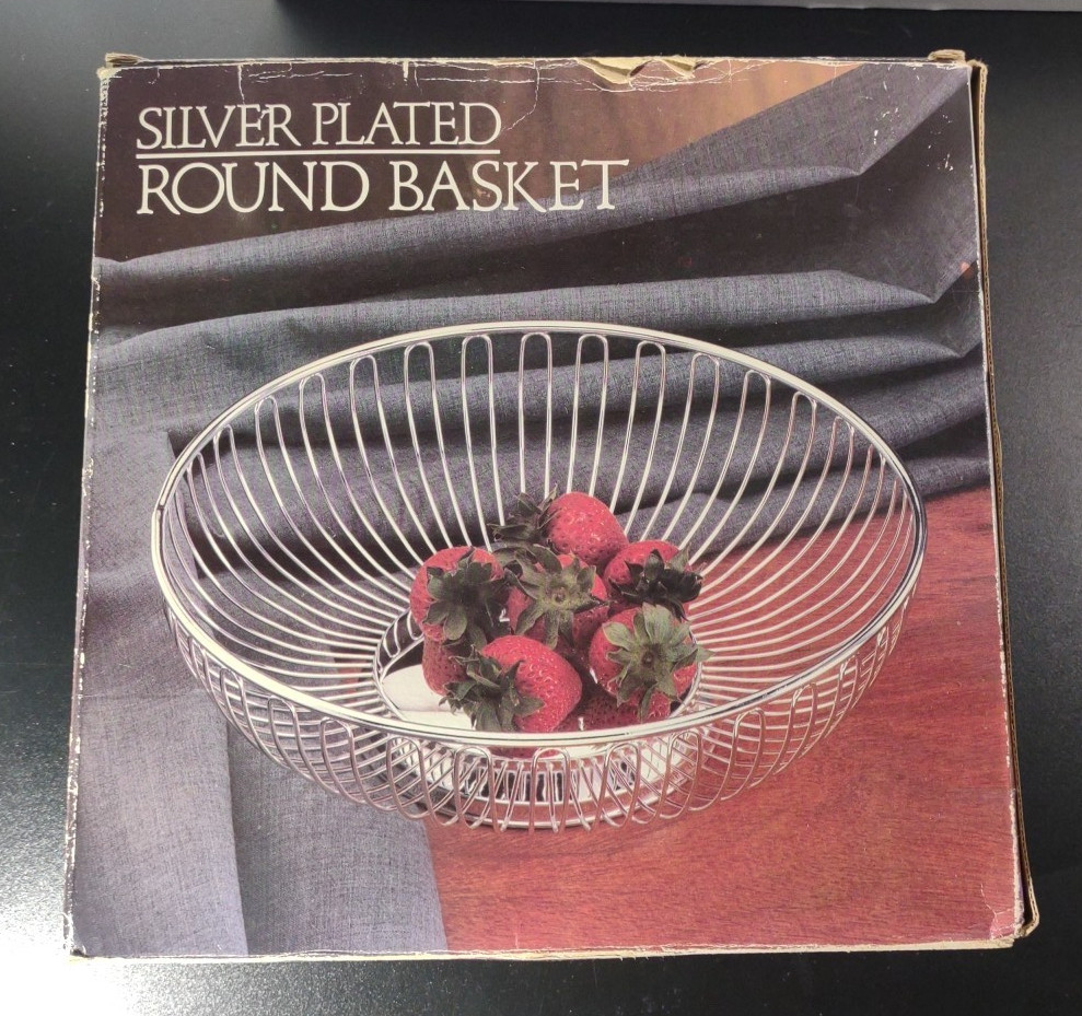 Paul Revere Silversmiths Silver Plated Round Basket Vintage 1987