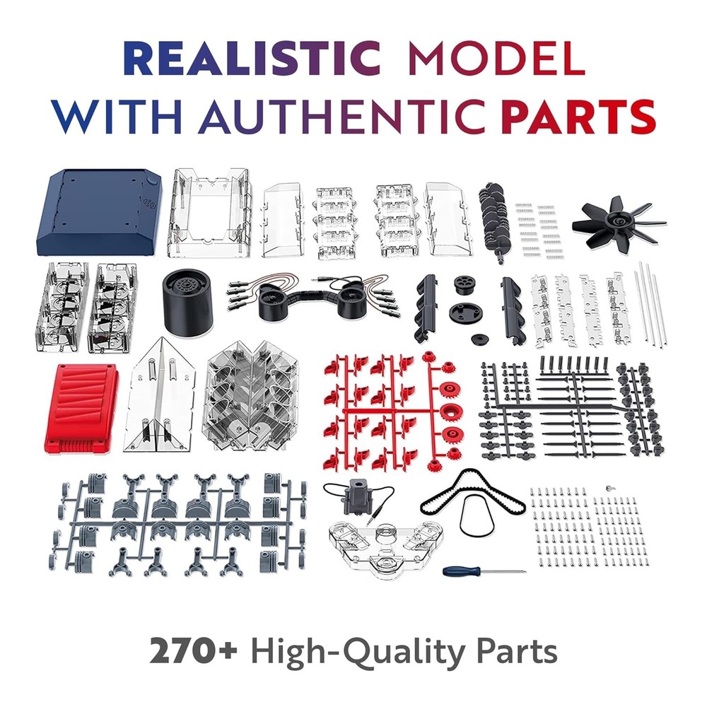 Playz V8 Combustion Engine Model Kit That Runs – 270 Pieces STEM Mini V8 Engine