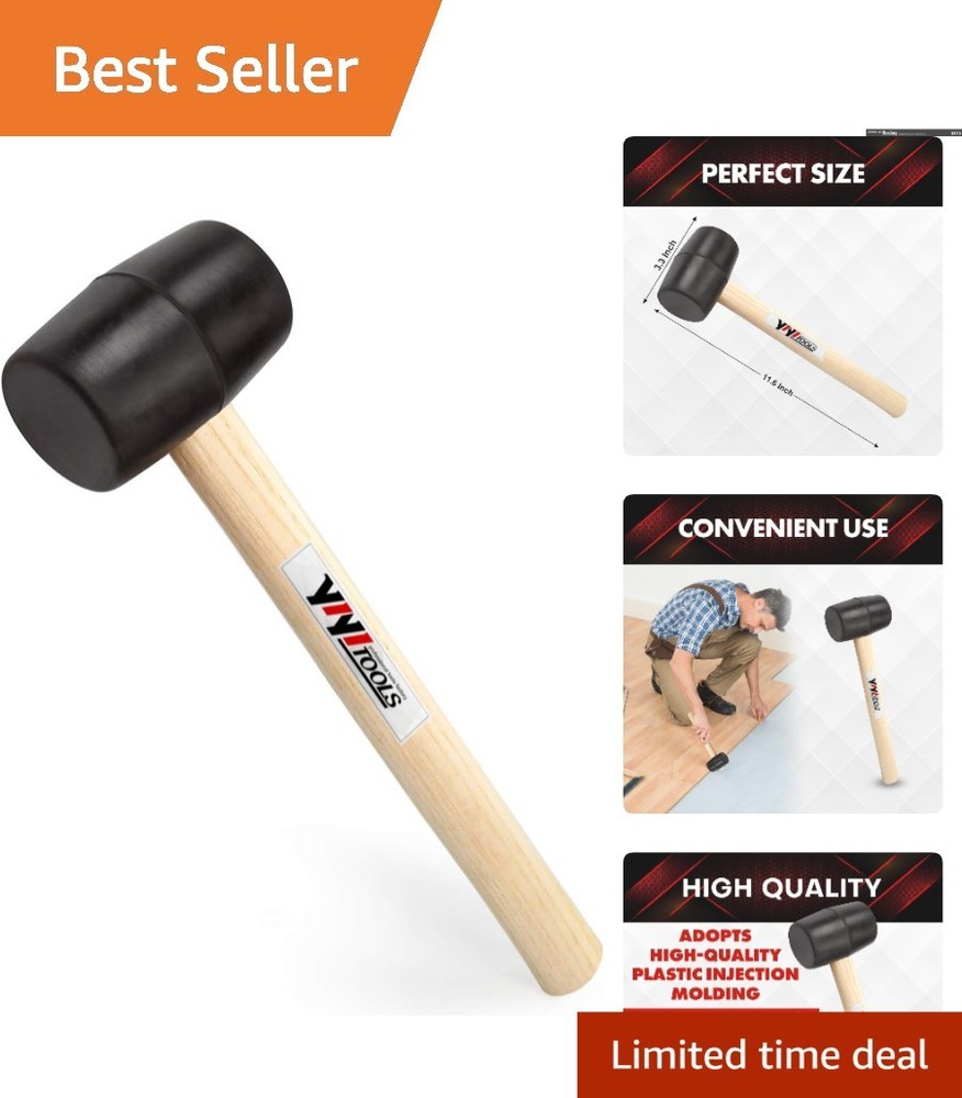 Durable 8oz Rubber Hammer with Solid Wood Handle - Perfect for DIY Projects