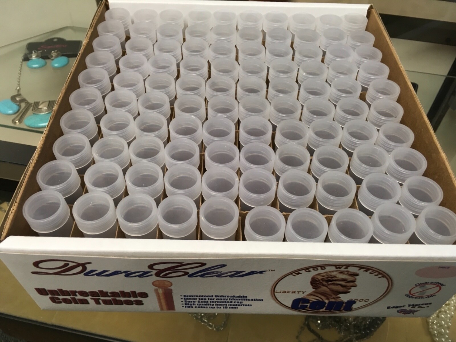 100 New Round Duraclear Coin Tubes for Pennies/Cents in Original Box
