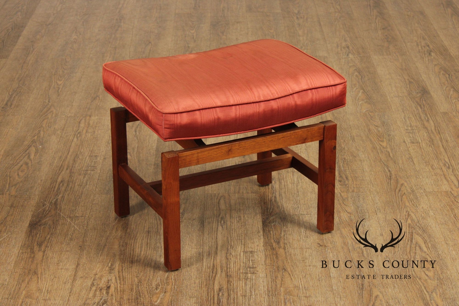 Jens Risom Mid Century Modern Pair Of Walnut Stools