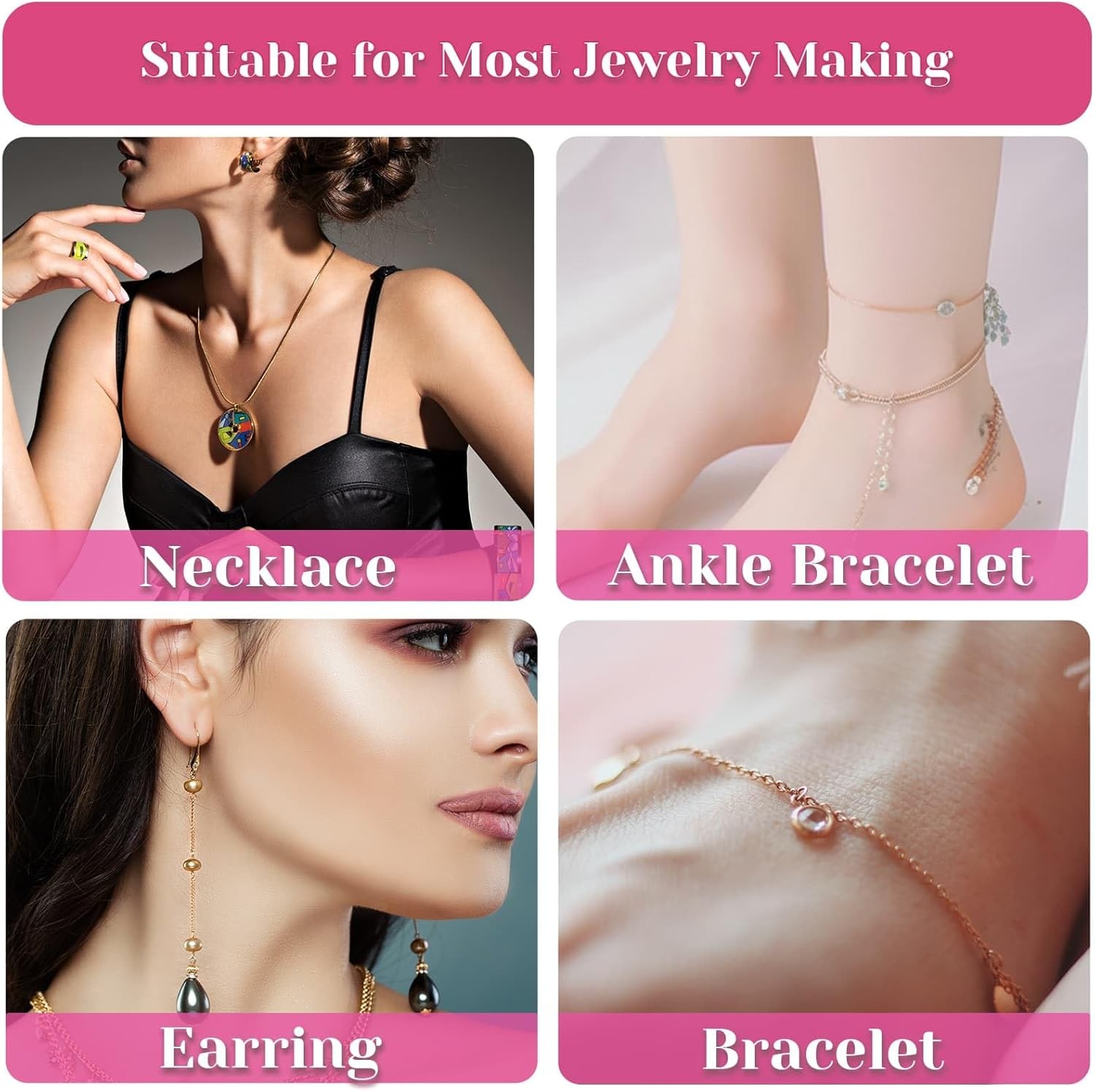 Chains for Jewelry Making, 60ft Jewelry Making Chains for Necklace with Pliers..