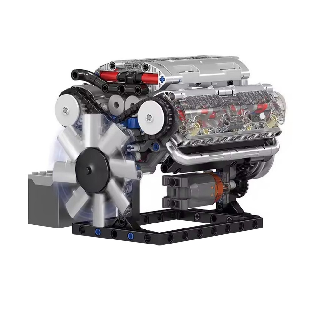 Visible V8 Engine Motor Engineering Model Building Stacking Blocks Brand New