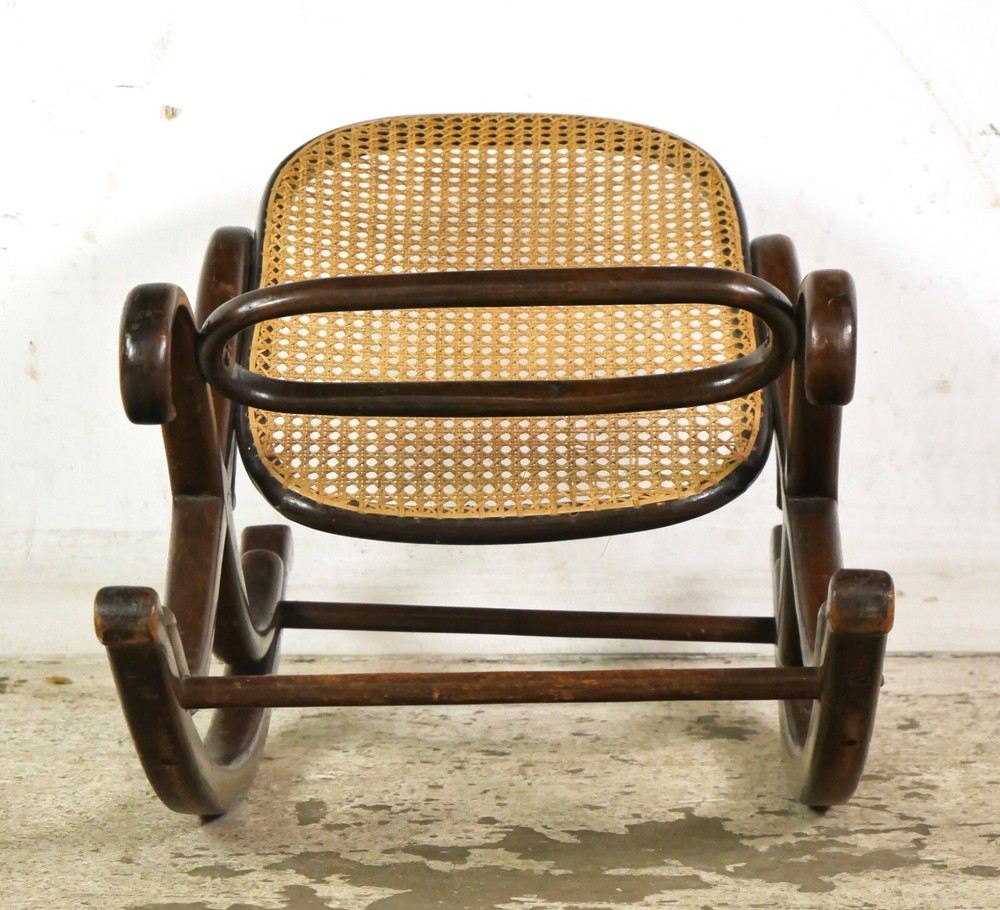 Chauffeuse Thonet Bentwood Cane Rocking Footstool