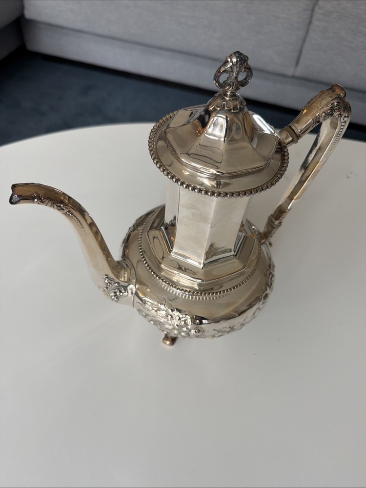 Reed & Barton 3602 Silverplate Hollowware Tea Coffee Pot Floral Pattern