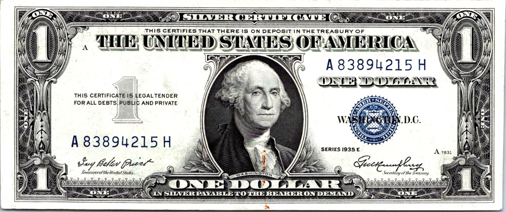 1935-E $1 Silver Certificate Fr. 1614 VF-CVF
