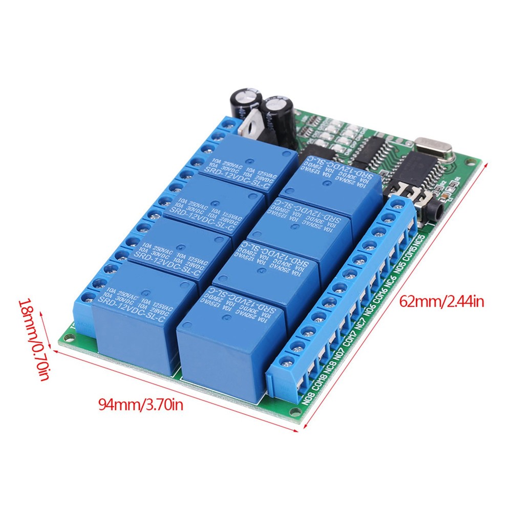 DC 12V 8CH DTMF Relay Phone Voice Decoder Remote Controller Switch Module Hot↑